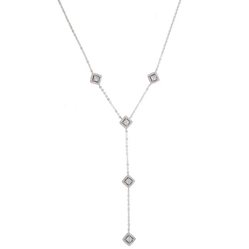 collier sautoir argent zircon cubique chic soirée décolleté bijou fantaisie femme en ligne 2