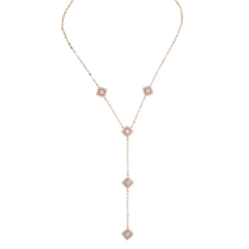 collier sautoir or rose zircon cubique chic soirée décolleté bijou fantaisie femme en ligne 1