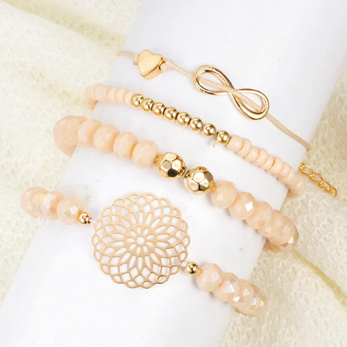 ensemble bracelets fantaisie rose doré perle femme bijoux tendance en ligne pas chers la selection parisienne