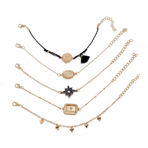 ensemble bracelets boho fantaisie noir doré pour femme tendance bijoux pas cher en ligne