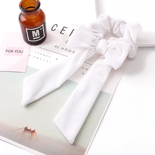chouchie chouchou foulard noeud velours cotelé coloré accessoire cheveux tendance original paris blanc pas cher