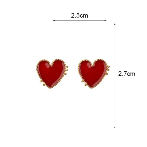 boucles doreilles fantaisie coeur rouge pour femme cadeau tendance pas cher 1