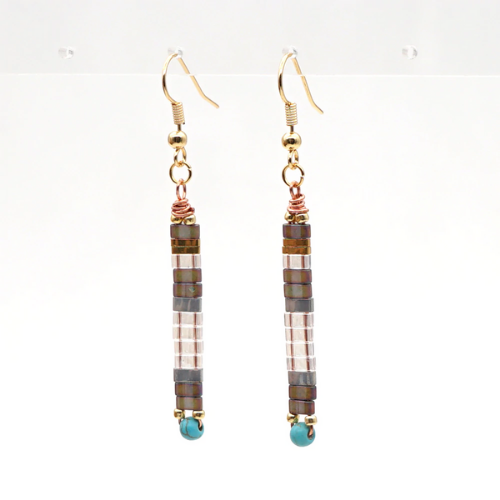 Boucles d'oreilles fantaisie ethniques dorées Kimik en argent