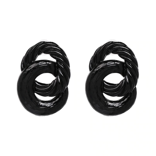boucles doreilles fantaisies rondes géométriques noires black bijou femme fantaisie pas cher en ligne