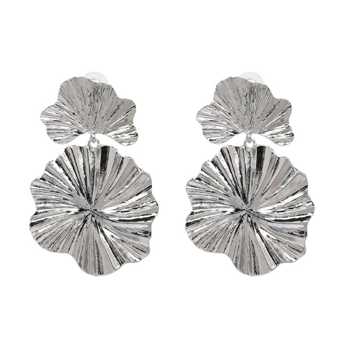 boucles doreilles fantaisies pendantes florales argentées silver pas cheres