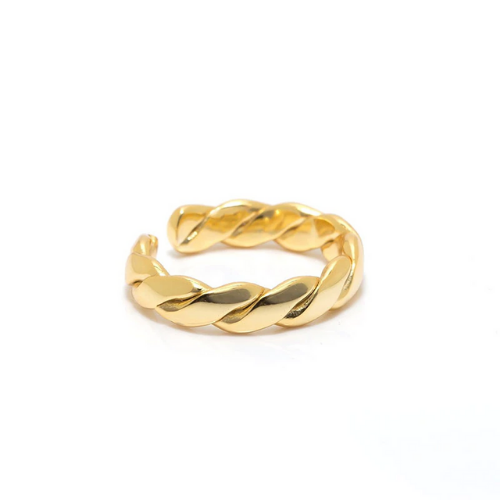 bague torsadée réglable acier inoxydable plaqué or dorée cadeau bijou femme
