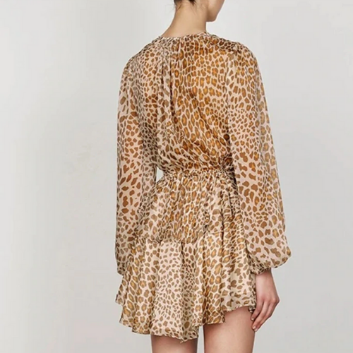 robe imprimé léopard courte à manches longues mode femme en ligne