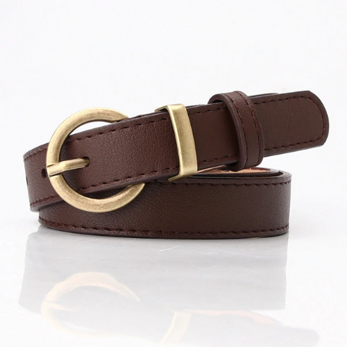 ceinture chic marron café boucle dorée cuir pu femme