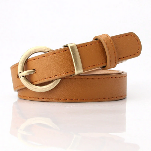ceinture chic marron clair boucle dorée cuir pu femme