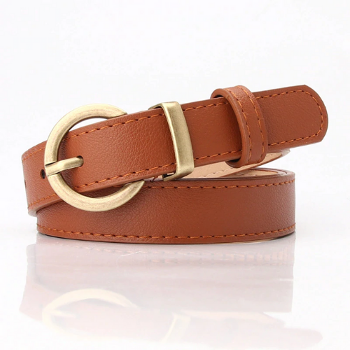 ceinture chic marron cognac boucle dorée cuir pu femme