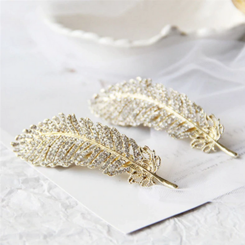 barrette plume accessoire cheveux doré brillant pas cher en ligne idée de style