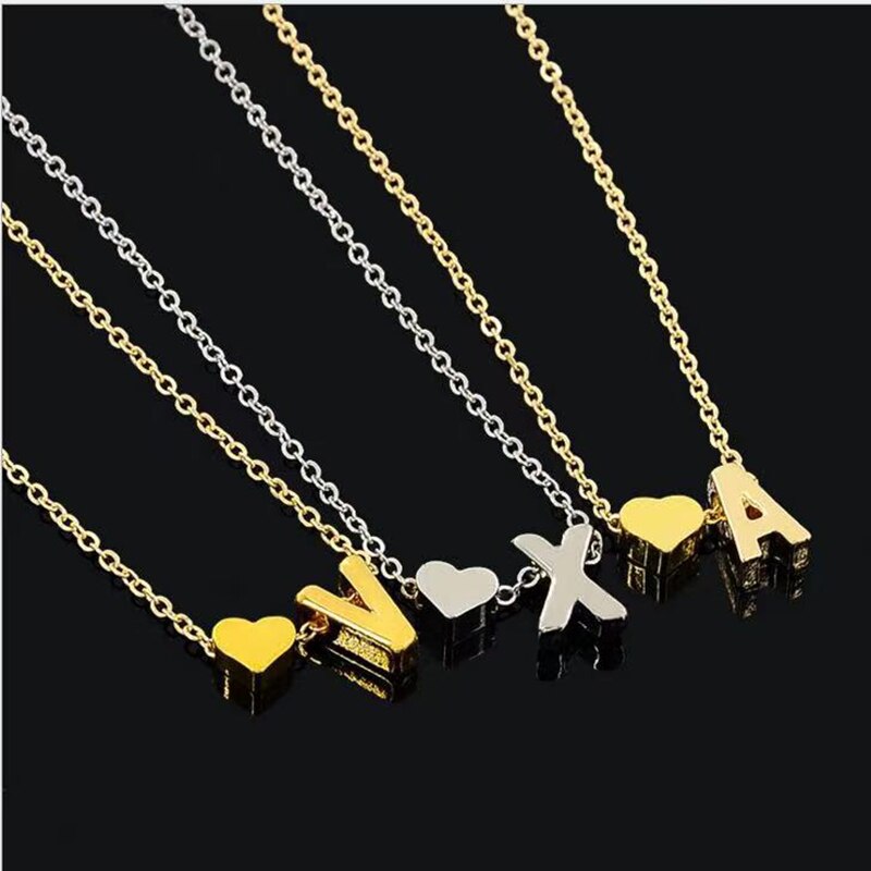 Acier-inoxydable-nom-Initial-collier-femmes-cha-ne-ras-du-cou-coeur-lettre-collier-pour-femme