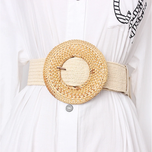ceinture de taille en paille tressée boucle ronde tendance femme