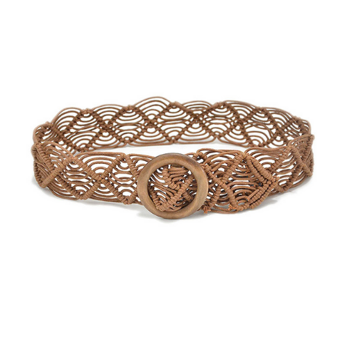 ceinture de taille tressée marron naturelle à boucle ronde en bois pour femme accessoire tendance 2021