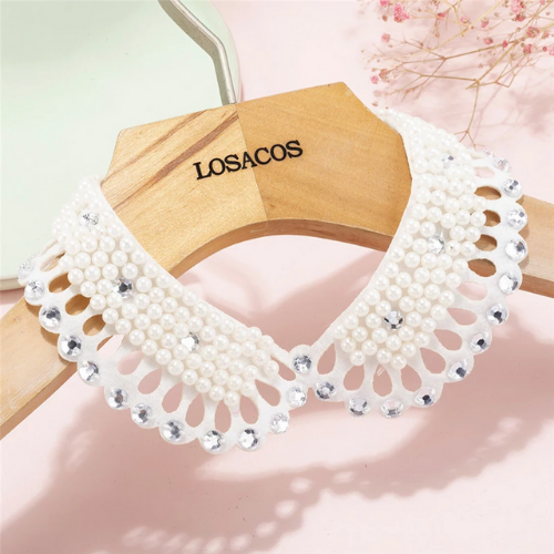 collier faux col claudine tendance à perles et strass nacrées petit prix