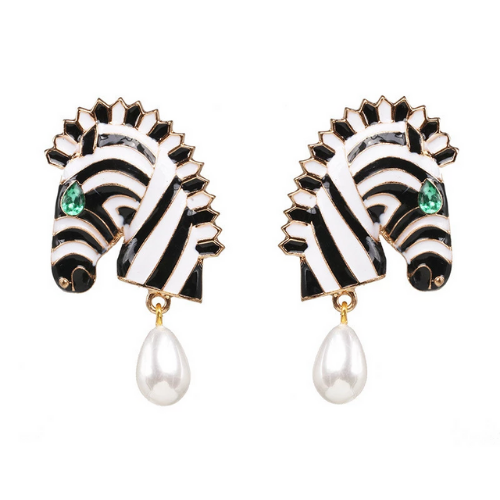 boucles doreilles pendantes fantaisie zèbre animal tendance chic bijou femme idée cadeau en ligne
