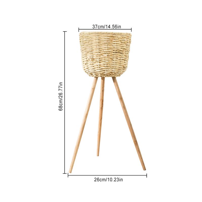 cache-pot sur pied paille