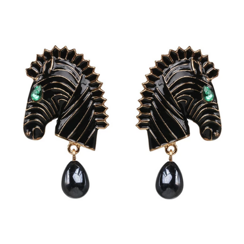boucles doreilles pendantes fantaisie zèbre noir animal tendance chic bijou femme