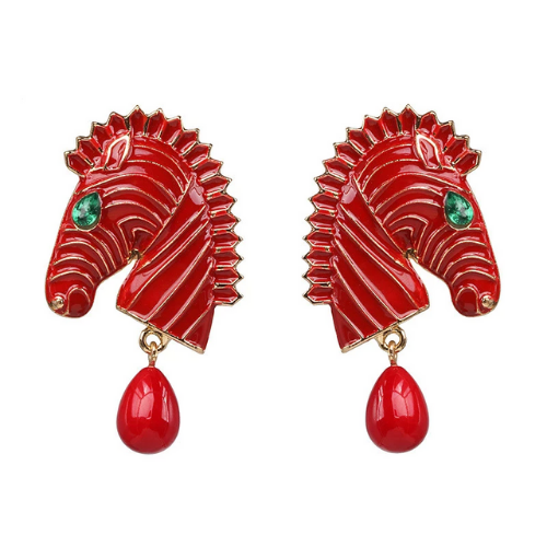 boucles doreilles pendantes fantaisie zèbre rouge animal tendance chic bijou femme