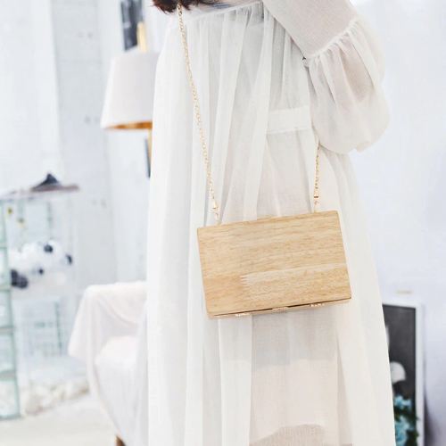 sac à main en bois à bandoulière femme original