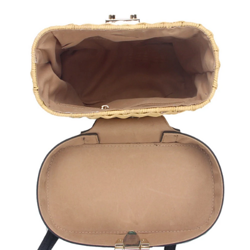 sac à main chic en paille tressé cuir noir femme la selection parisienne