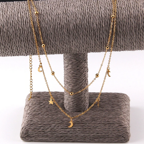 collier ras du cou lune étoile argent acier inoxydable plaqué or la selection parisienne