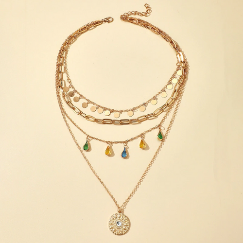 collier sautoir multiple bohème doré coloré femme bijou fantaisie la selection parisienne