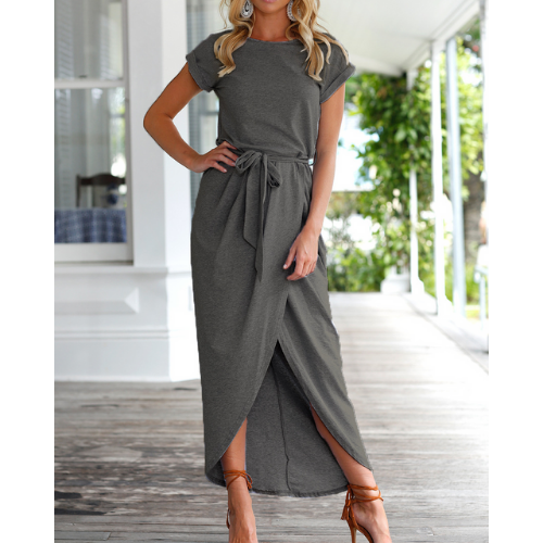 robe longue gris foncé femme casual chic mode printemps été 2021