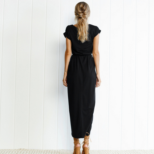 robe longue noire femme casual chic mode printemps été 2021 pas chère