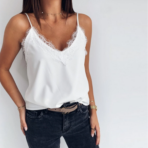 débardeur blanc dentelle chic femme