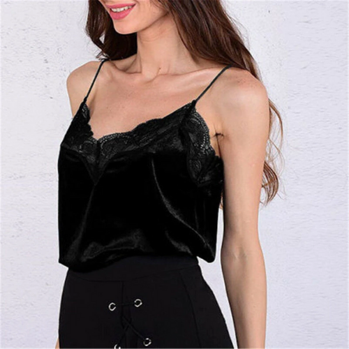 caraco noir velours dentelle femme chic