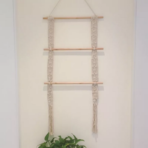 échelle murale bois naturel macramé originale boutique déco en ligne