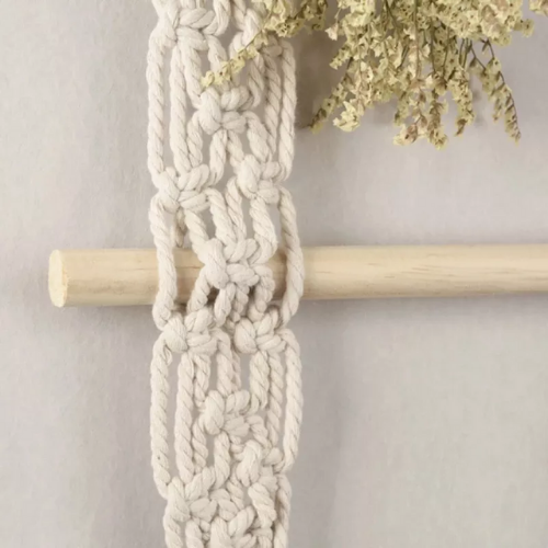 échelle murale bois naturel macramé originale intérieur bohème