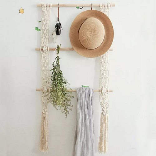 échelle murale bois naturel macramé originale