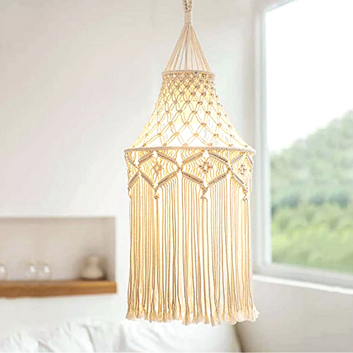 abat-jour macramé beige naturel