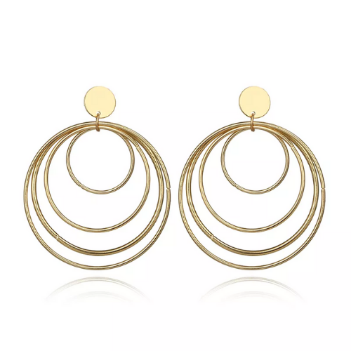 boucles doreilles pendantes dorées rondes rétro chic