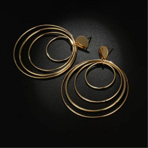 boucles doreilles pendantes dorées rondes rétro fantaisie