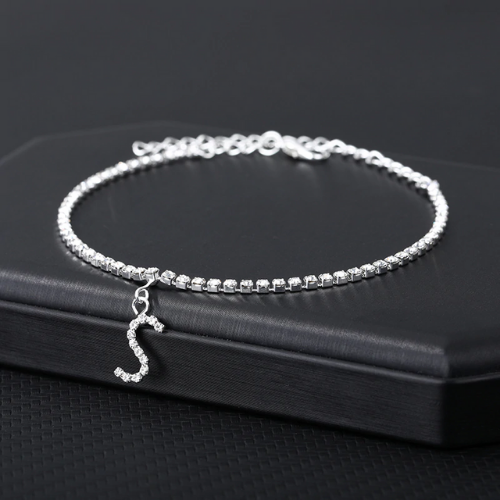 bracelet de cheville argent lettre initiale boutique la selection parisienne