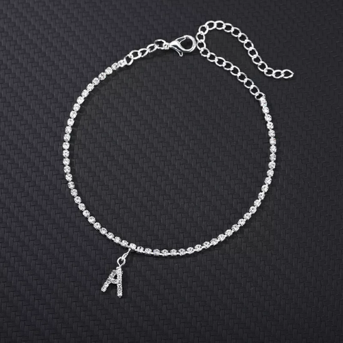 bracelet de cheville argent lettre initiale pas cher