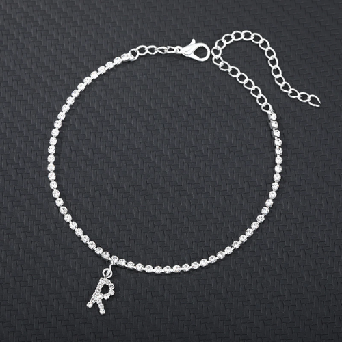 bracelet de cheville argent lettre initiale tendance en ligne