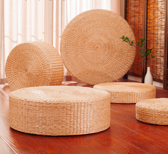 pouf rond jacinthe deau tressé décoration