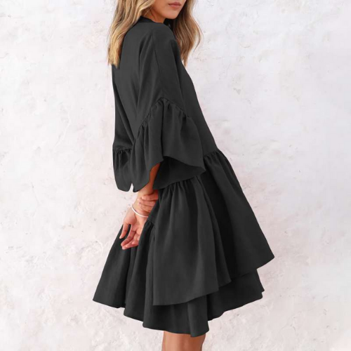 robe chic à volants noire femme la selection parisienne