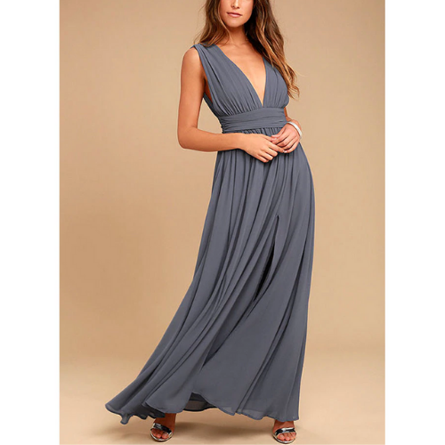 robe grise longue pour occasion chic femme