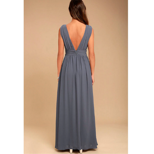 robe grise longue pour occasion femme cérémonie mariage gala
