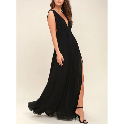 robe noire longue pour occasion femme chic