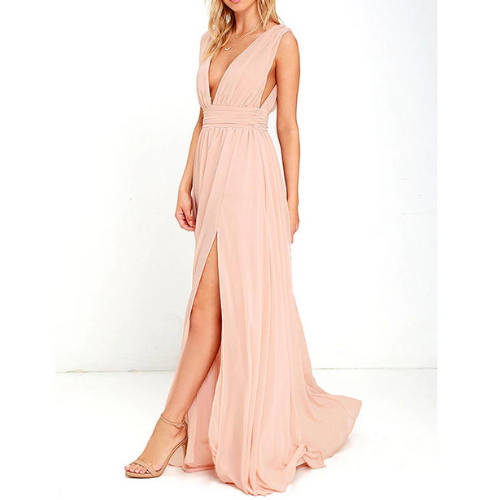 robe rose longue pour occasion femme pas chère