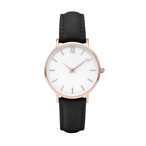 Montre St Germain femme bracelet cuir noir
