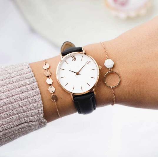 Montre bracelet cuir cadran blanc st germain femme grise5