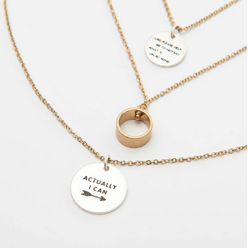 collier sautoir multi rang à message