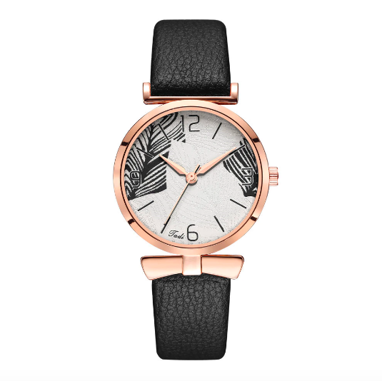 La Montre bracelet cuir femme Deauville noir